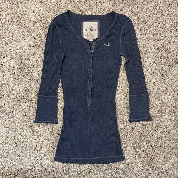 2 Hollister Blue Green Y2K Henley Tops Small - Picture 6 of 10